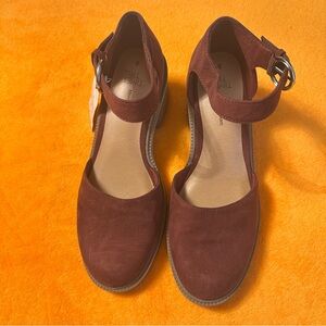 Women's Burgundy Ankle Strap Shoes